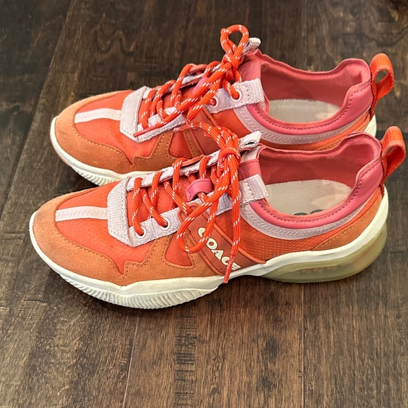 Coach Women's Vibrant Red and Pink Sneakers - Picture 1 of 12